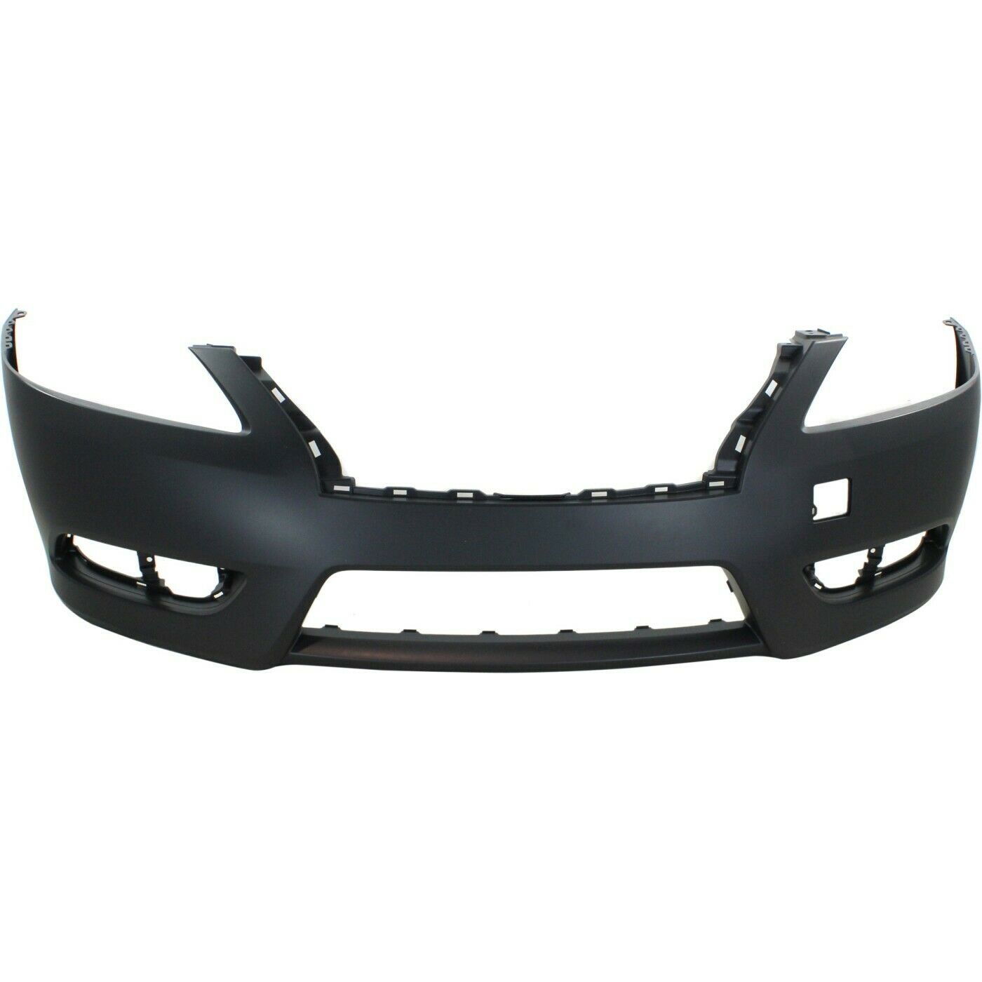Front Bumper Cover For 2013-2015 Nissan Sentra Sedan W/ Fog Lamp Holes