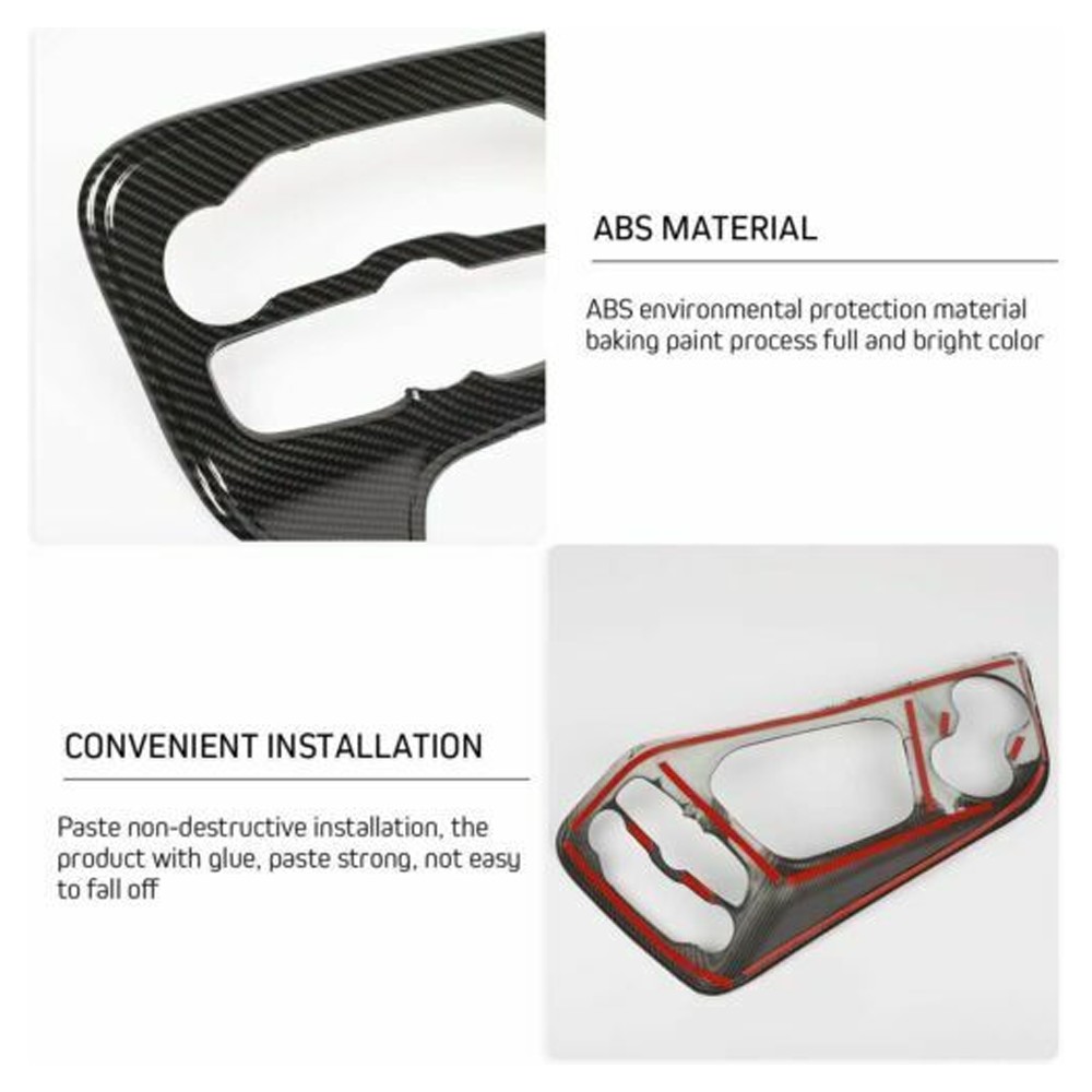 Interior Center Gear Shift Panel Trim Bezel 15+ Carbon Fibe