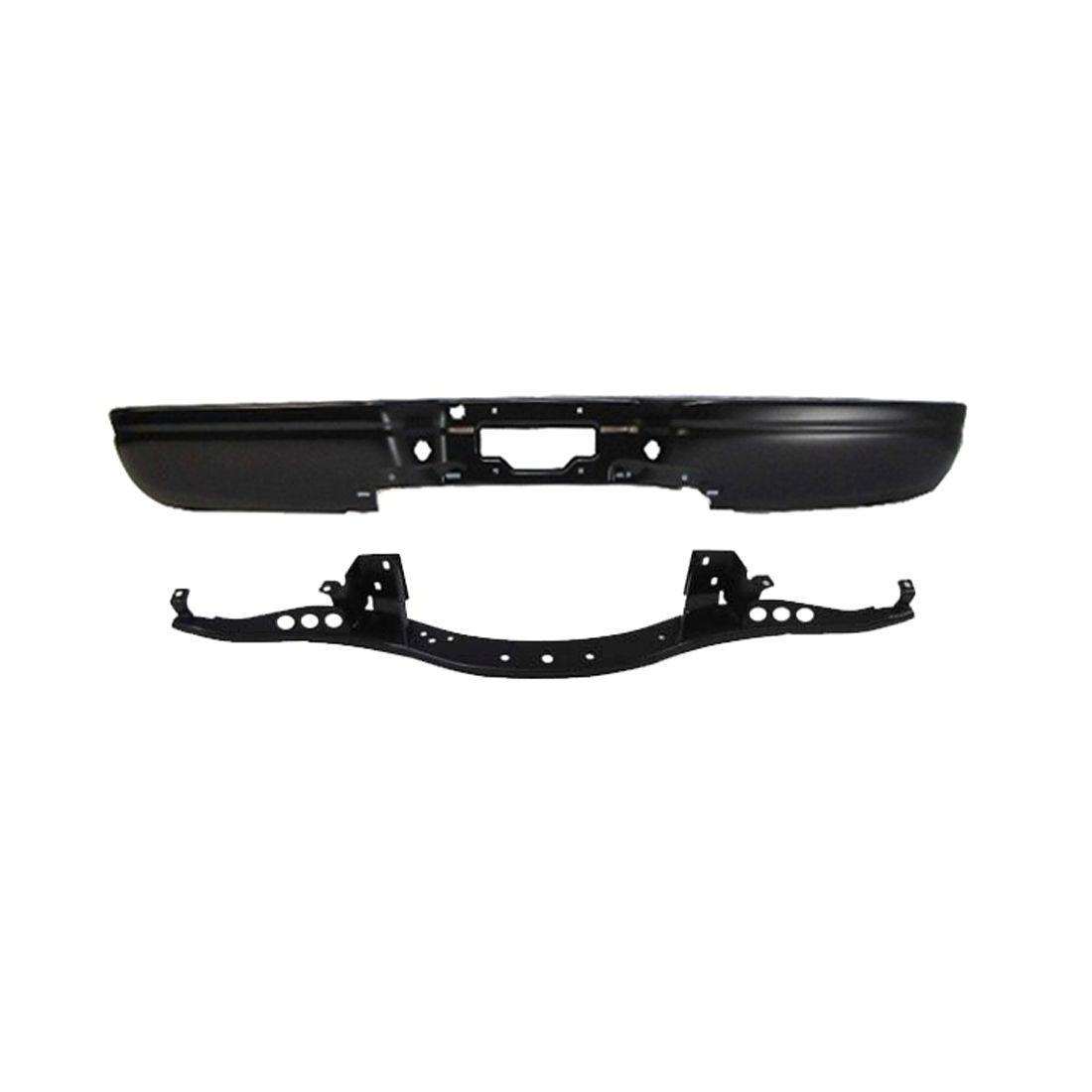 Black (Paintable) Rear Bumper Face Bar + Reinforcement Fits Styleside