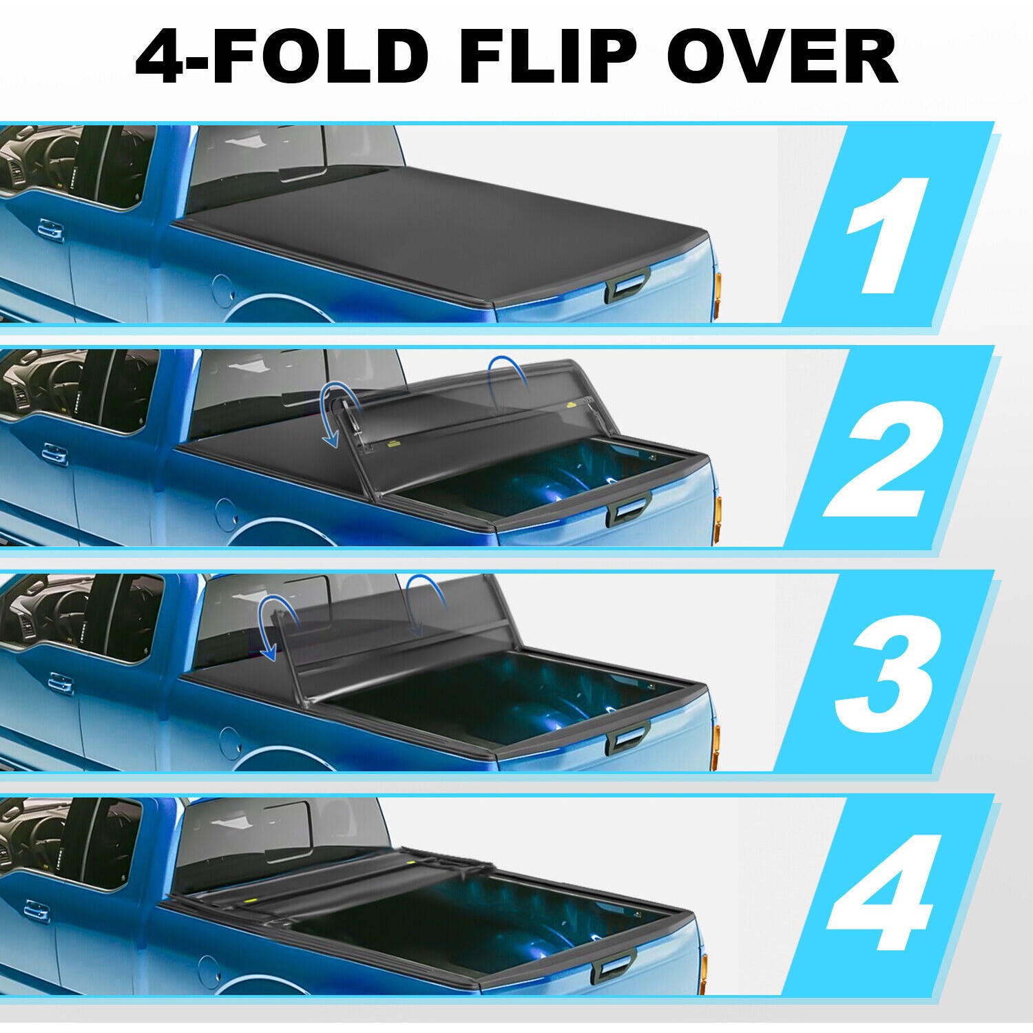 2 Sets Of - 4-Fold 6.5FT Truck Bed Soft Tonneau Cover For Chevy Silverado GMC Sierra