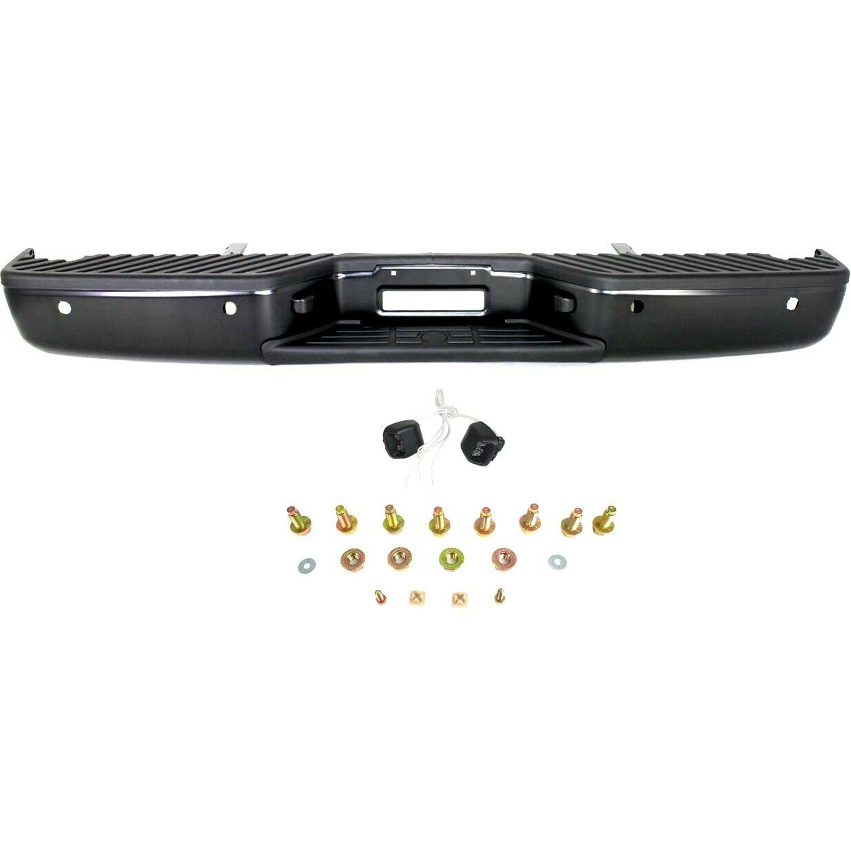 Step Bumper For 04-15 Nissan Titan Assembly With Park Sensor Holes Black Rear