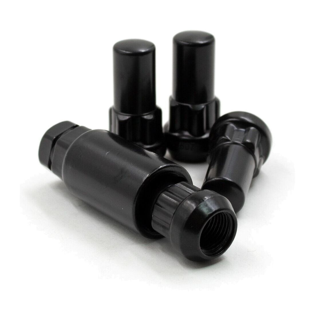 Lug Wheel Lock Nuts 14x1.5 Black Bulge Acorn 1.9" Long Locking Nut Set