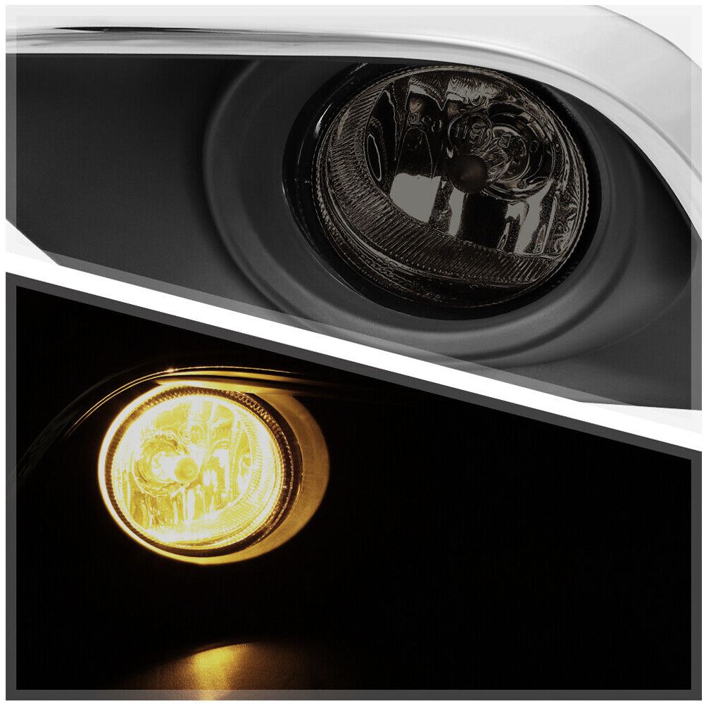 Fits 2014-2016 Mazda 6 [Smoke] Fog Light Lamp W/Switch+Harness+Chrome Trim Bezel