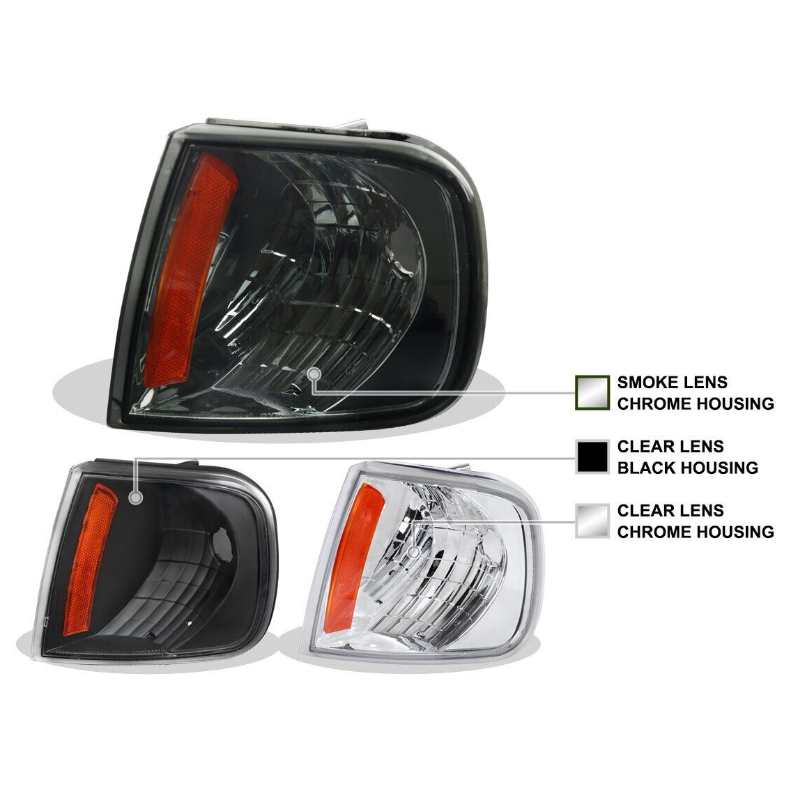 2 Sets Of - Smoke Corner Lights F150 Turn Signal Lamps L+R