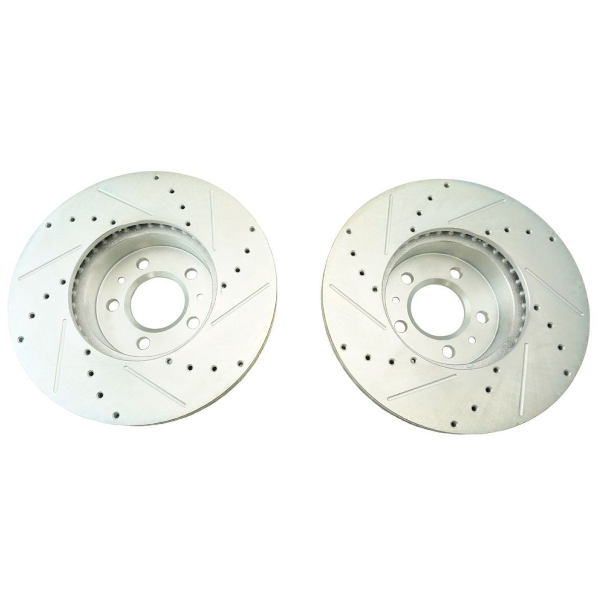 For 98-02 Grand Marquis Front Metallic Brake Pad & Drilled Slotted Coated Rotor