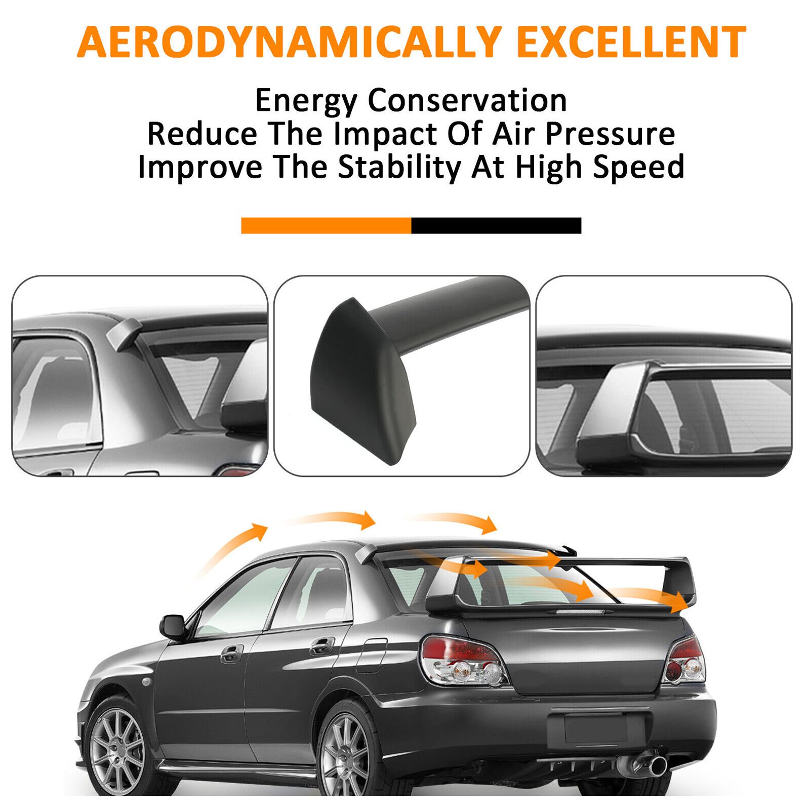 For 2004-2007 Impreza WRX STI Sedan Black Style Rear Window Roof Spoiler Wing