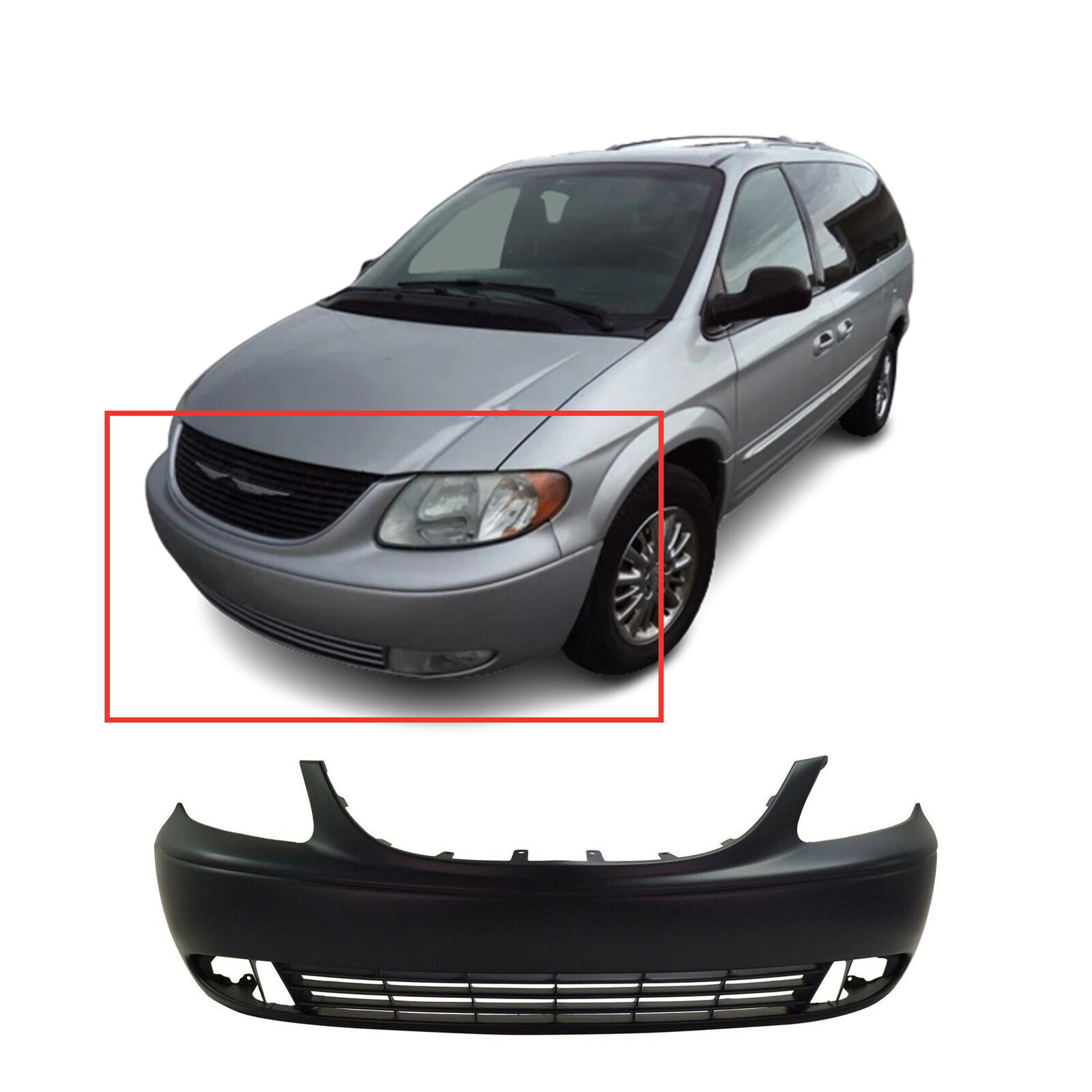 Front Bumper Cover For Chrysler 2001-2004 Town & Country W/ FOG LXi Limited
