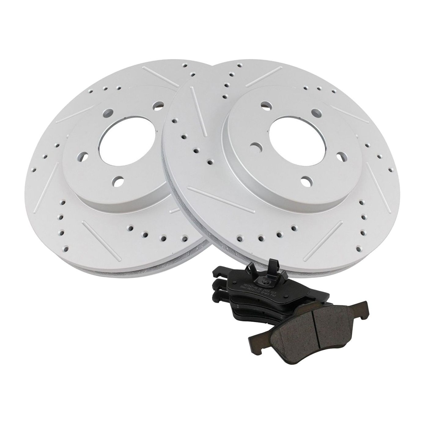 Brake Rotor Drilled & Slotted Zinc Coated & Posi Semi-Metallic Pad Front Set