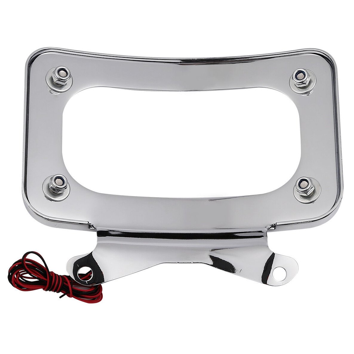 Chrome Curved Laydown License Plate Mount Frame W/Light For Harley-Davidson