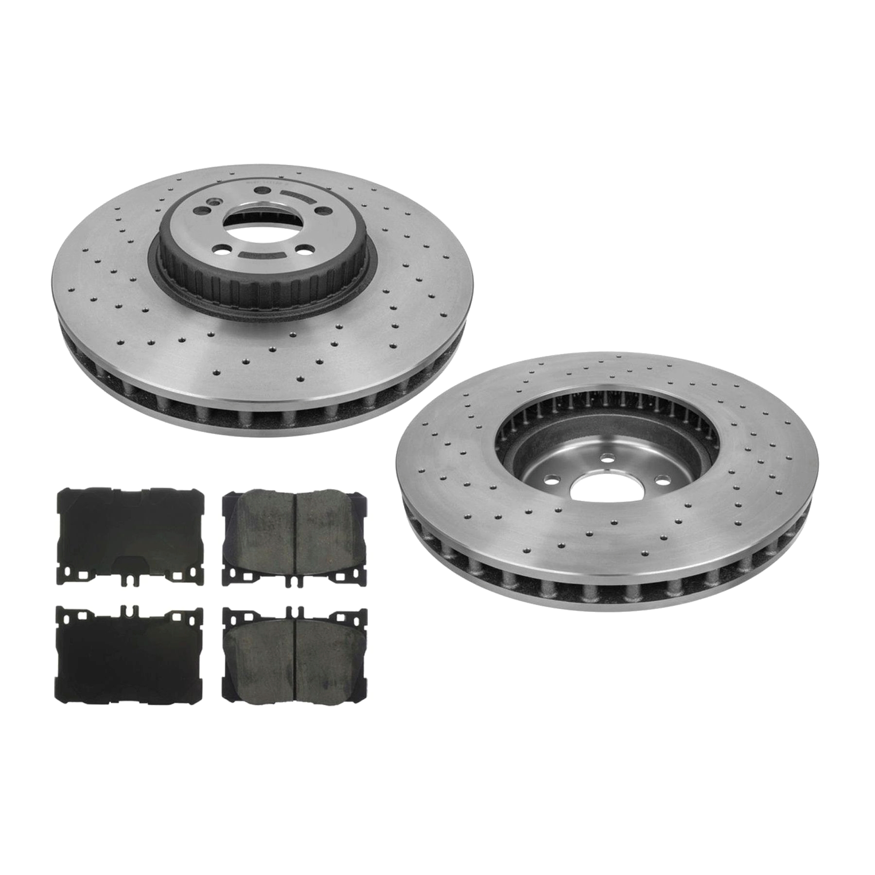 For 2017-2019 Mercedes-Benz E300 Sedan Drilled Carbon Disc Brake Rotors + Pads