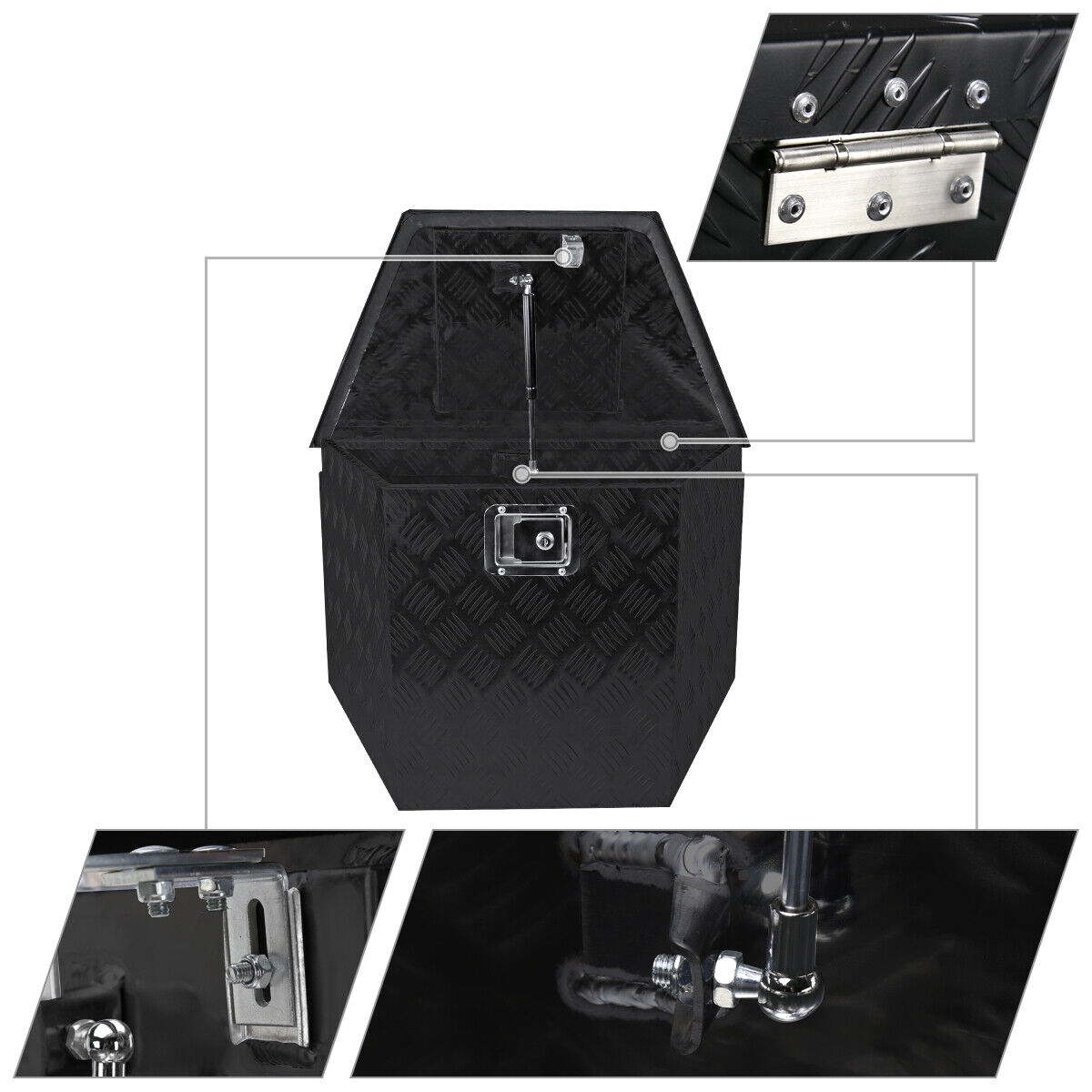 Tool Box 29" Heavy Duty Black Aluminum Tongue Truck Trailer+Lock+Key