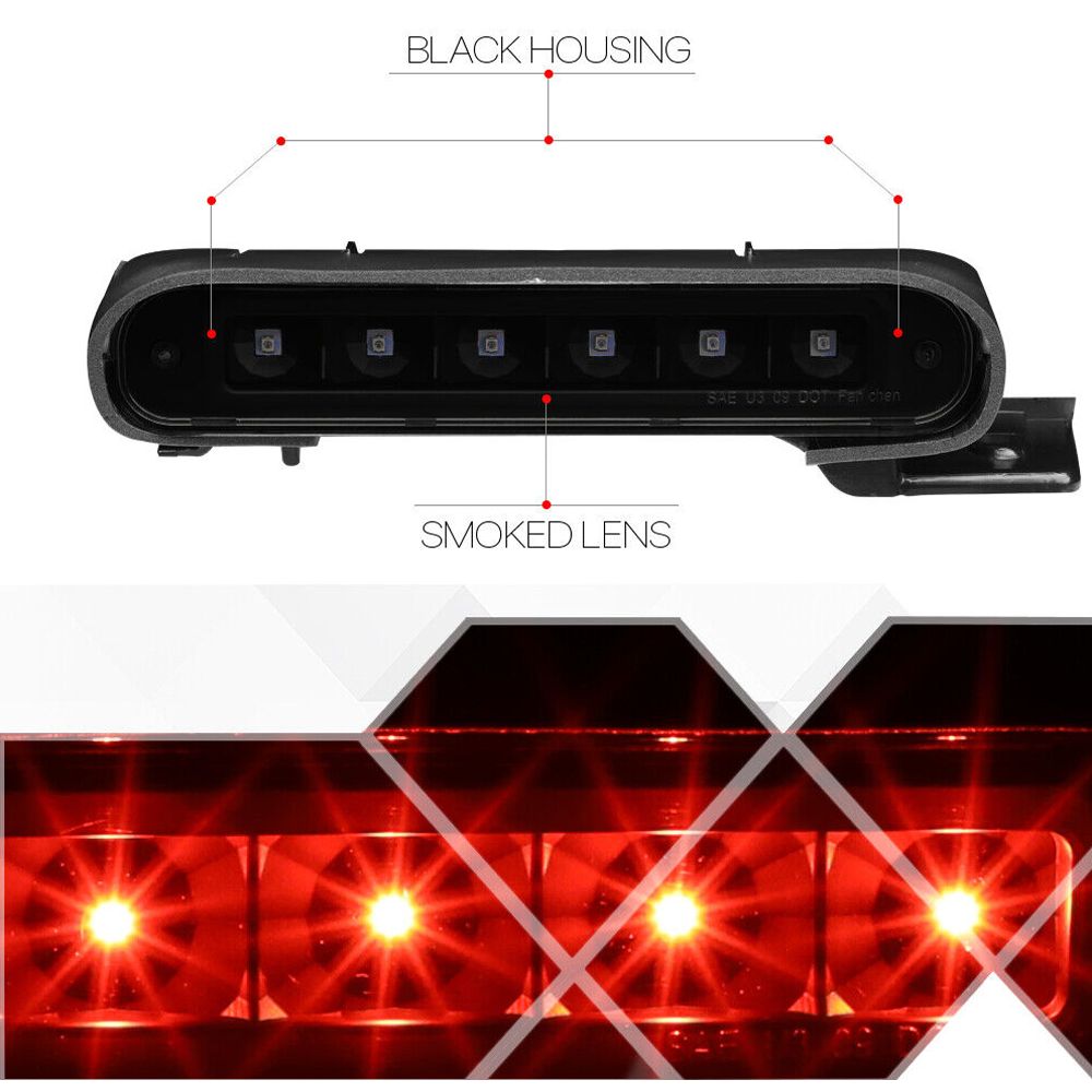 Fits 2012-2018 Ford Flex [Black/Smoke] Full LED Third 3rd Brake Light Tail Lamp