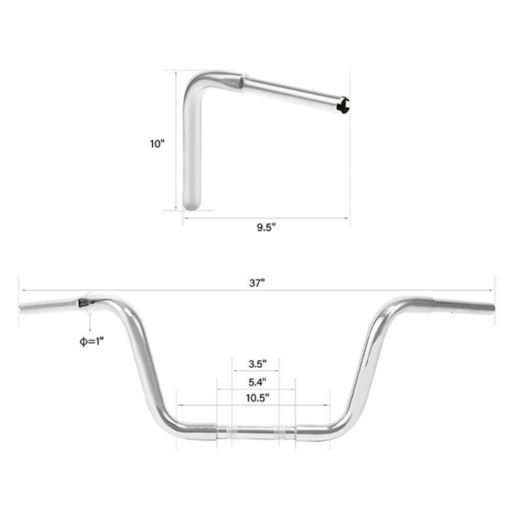 Chrome 10" Rise Ape Hanger Bar 1 1/4" Handlebar For Harley-Davidson FLST FXST