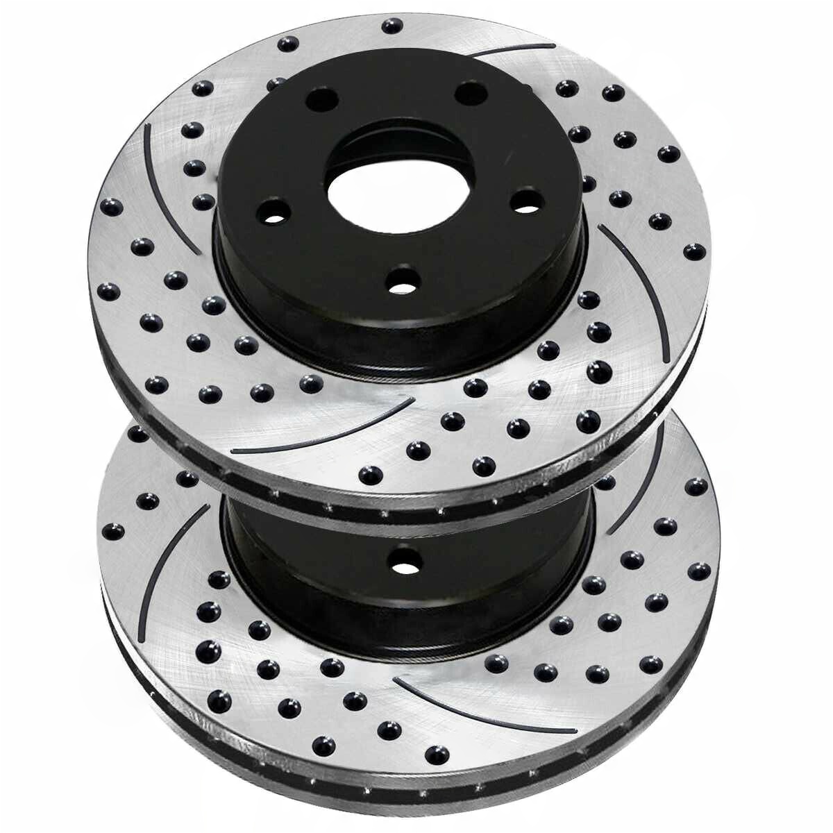 Front Drilled Slotted Brake Rotors Black Pair 2 For Chevrolet Pontiac Saturn