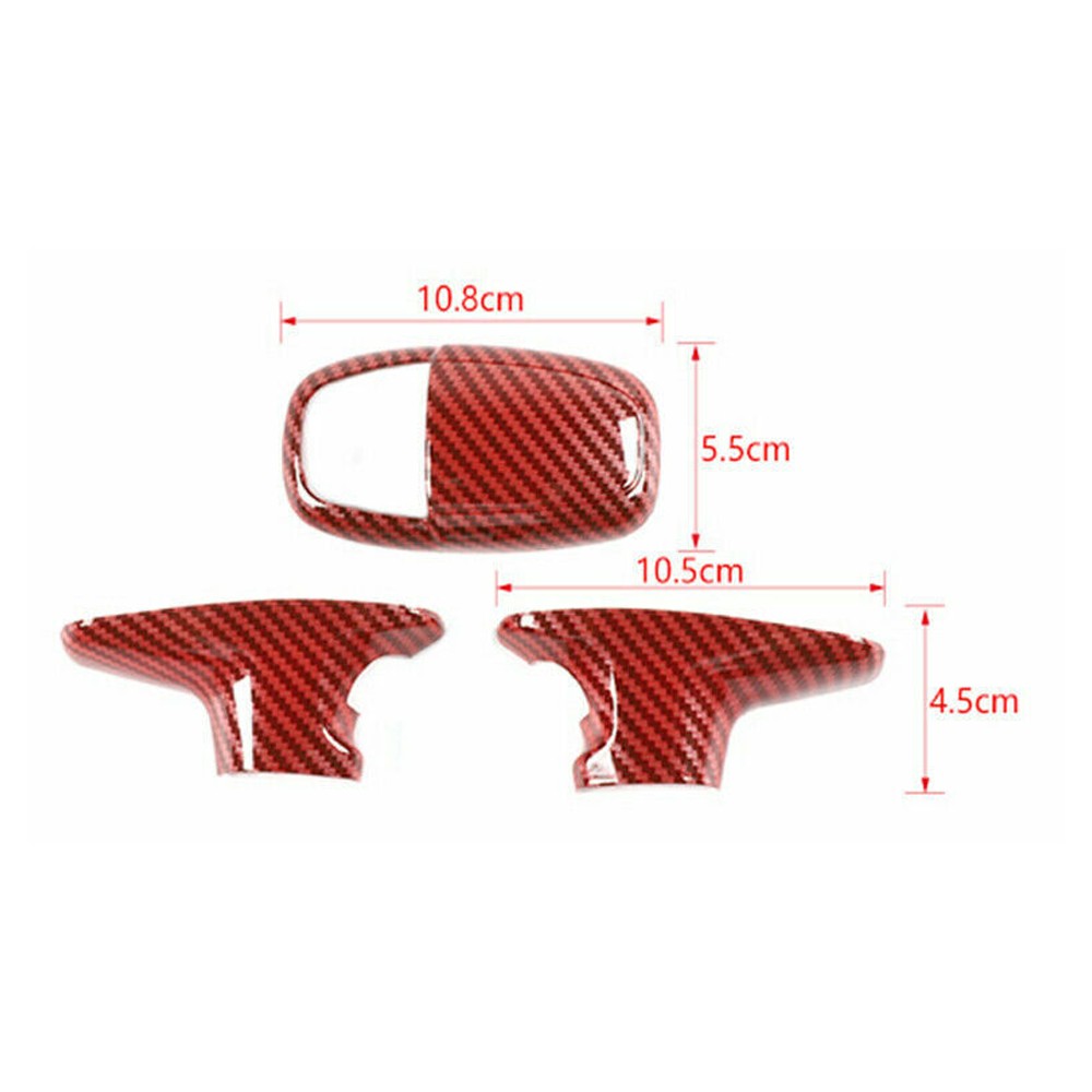 2 Sets Of - Red Carbon Fiber Center Gear Shift Knob Cover Trim