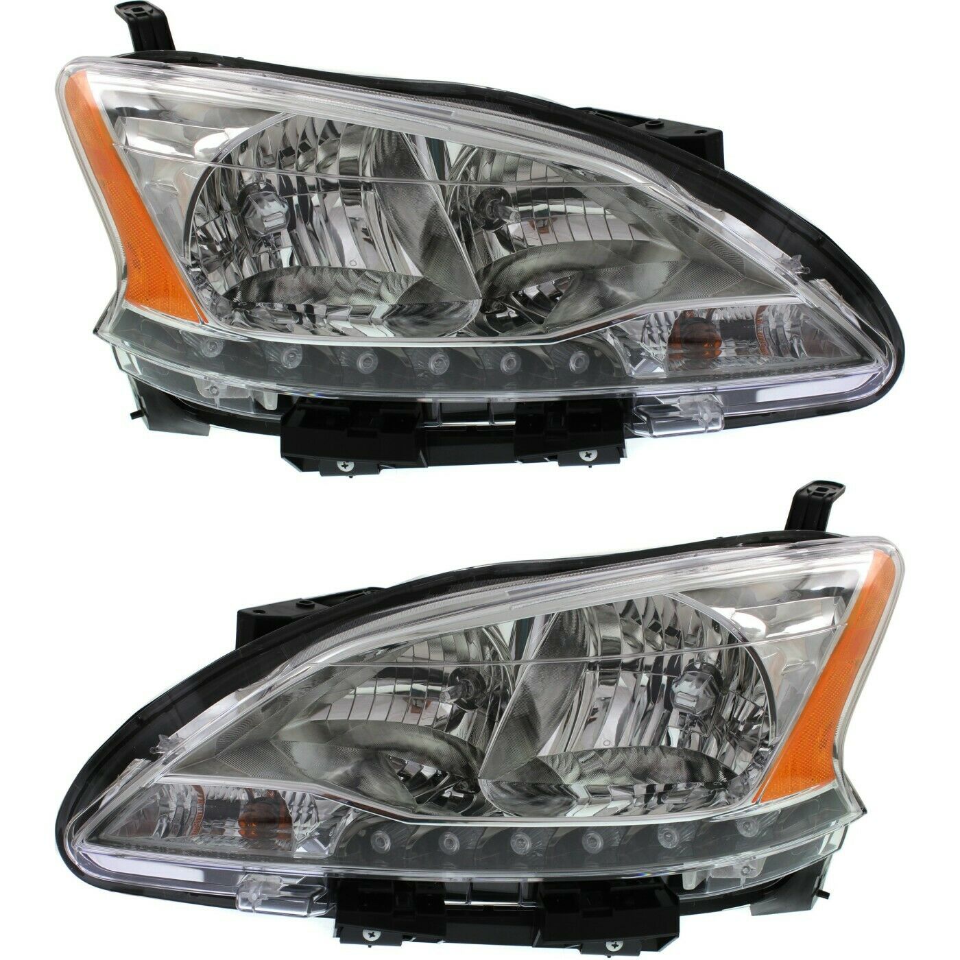 Headlights Headlamps Halogen Left & Right Pair Set For 2013-15 Sentra Sedan