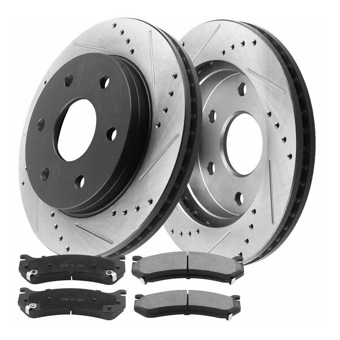 For 00-06 GMC Yukon Sport Utility 305Mm Front Drilled Slot Rotors + Brake Pads