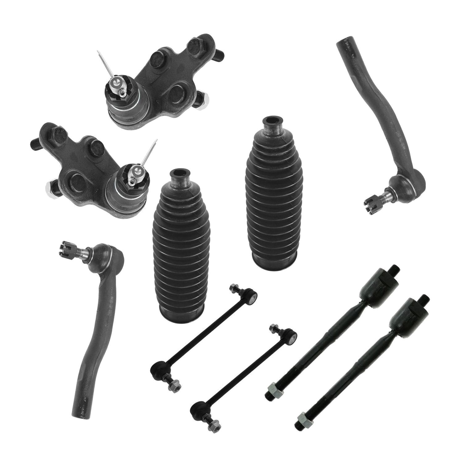 Tie Rod End Bellow Boot Ball Joint Sway Bar Steering Suspension Kit 10pc
