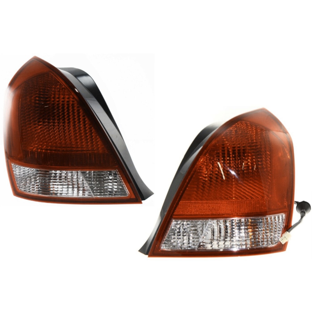 Halogen Tail Light Set For 2001-2003 Hyundai Elantra Clear/Red W/ Bulbs 2Pcs