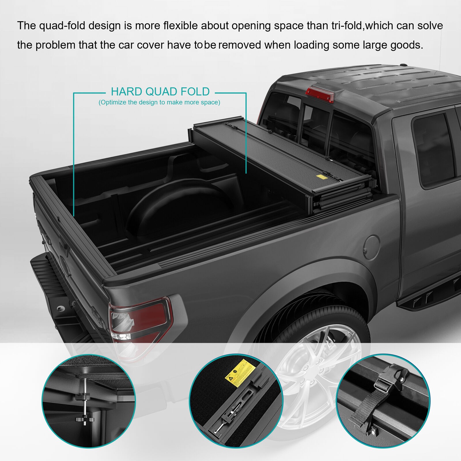 5.7FT 4-Fold Hard Tonneau Cover For TITAN 2016-2022 Nissan Titan 67'' Truck Bed