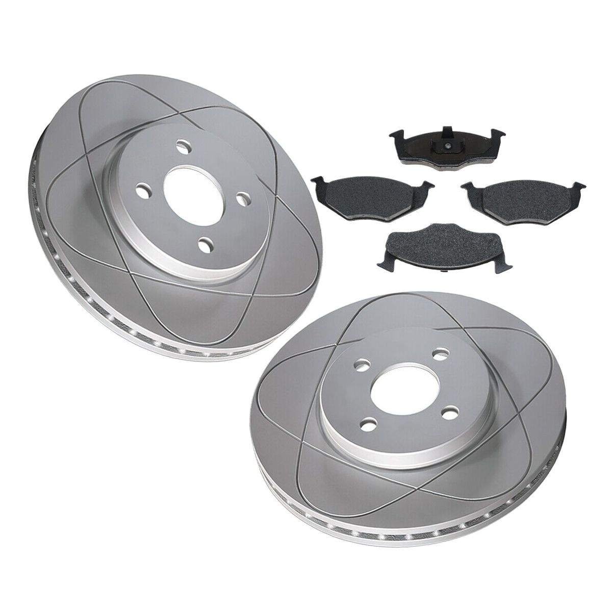 Front Slotted Disc Brake Rotors & Pads For 1981-1982 Rabbit L Hatchback 239mm