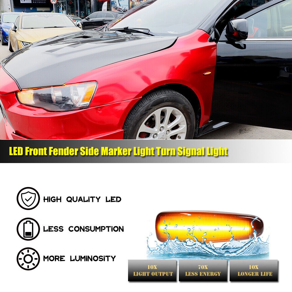 4X LED Side Marker & Red Reflector Lights EVO X