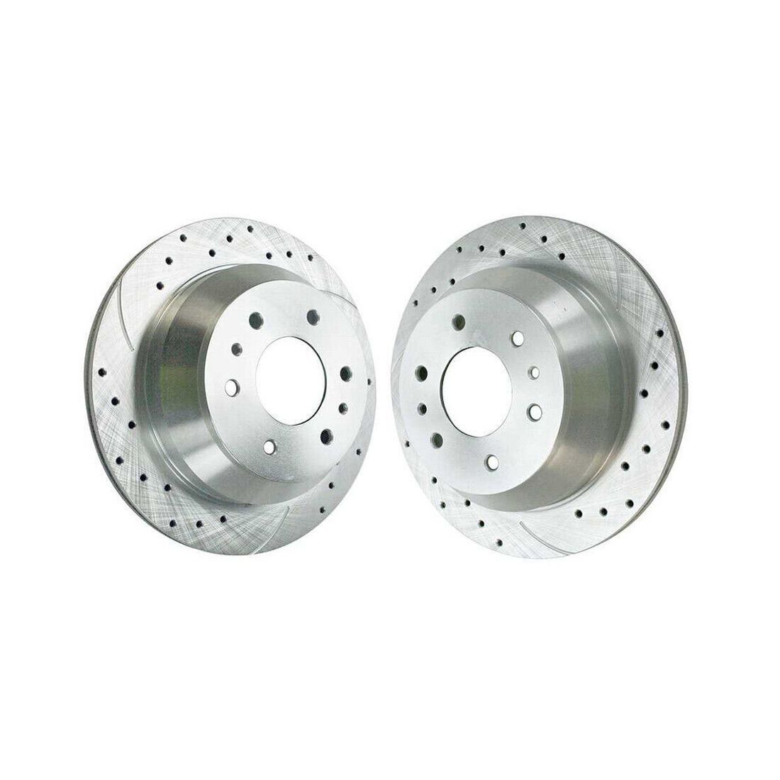 Rear Drilled Slotted Brake Rotors Silver 2 For Chevy Trailblazer GMC Envoy