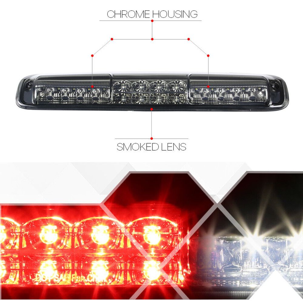 Fits 1999-2007 Silverado/Sierra [Chrome/Smoke] LED Third 3rd Brake+ Light