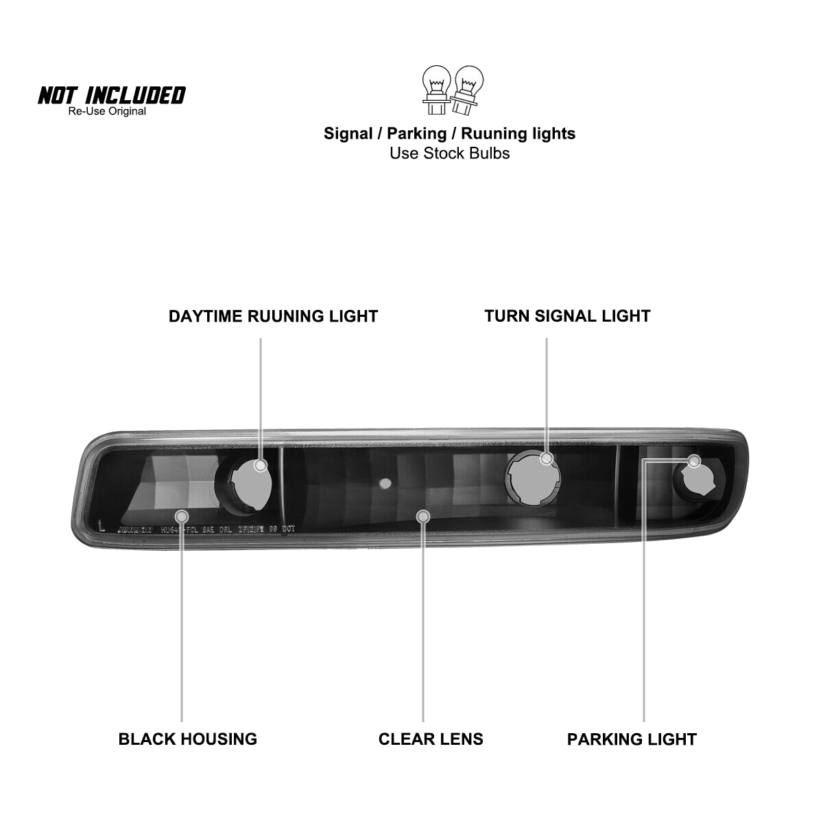 Black Bumper Lights Parking Signal Lamp