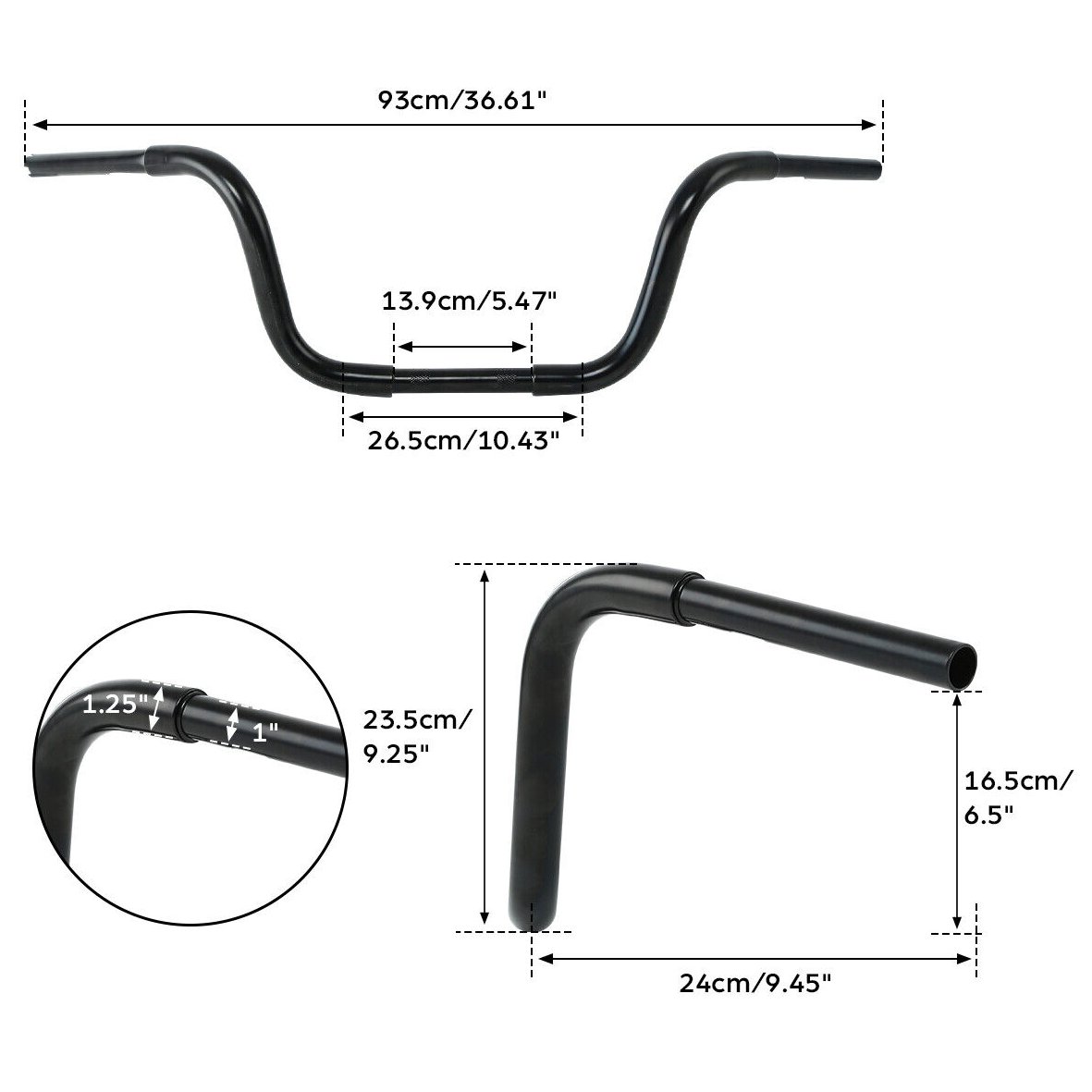 Black 10" Rise Ape Hanger Bar 1-1/4" Handlebar For Harley-Davidson Custom FLST