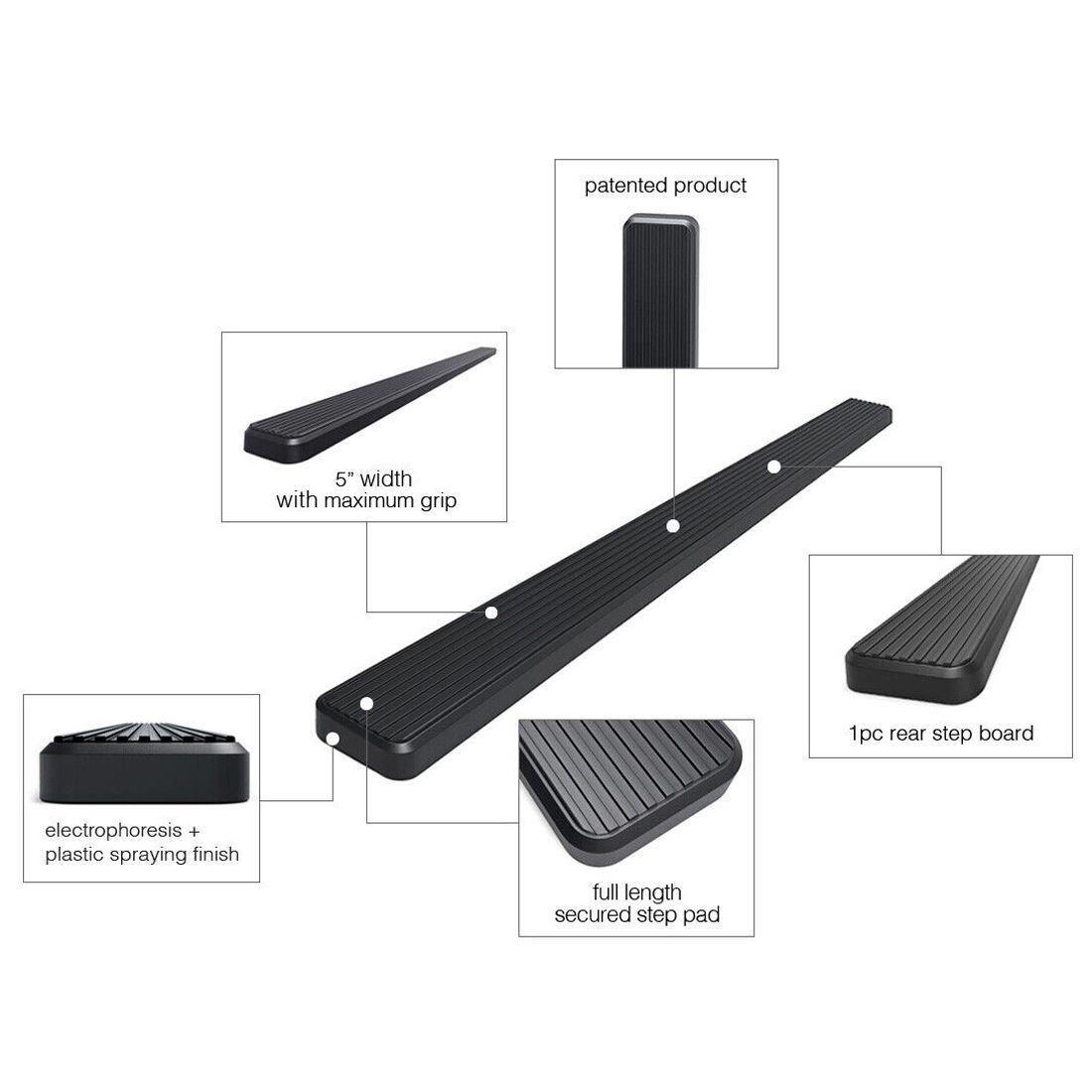 For 14-23 ProMaster 1500 Standard Cargo Van Rear Step Bar 5IN Aluminum Black