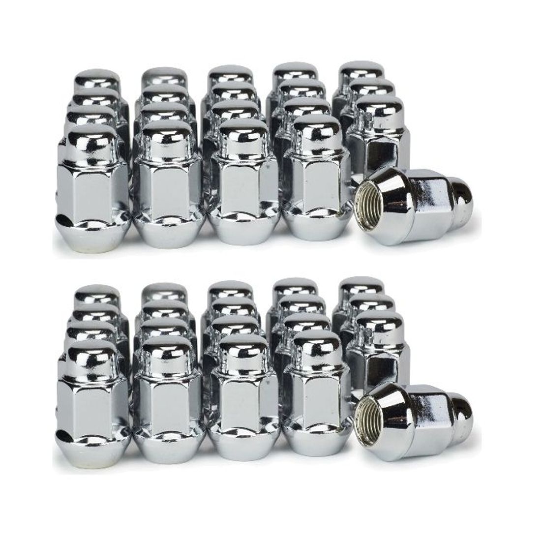 2 Sets Of - Bulge Acorn Wheels Rims Lug Nuts 12x1.5 Closed End Chrome 19mm Hex