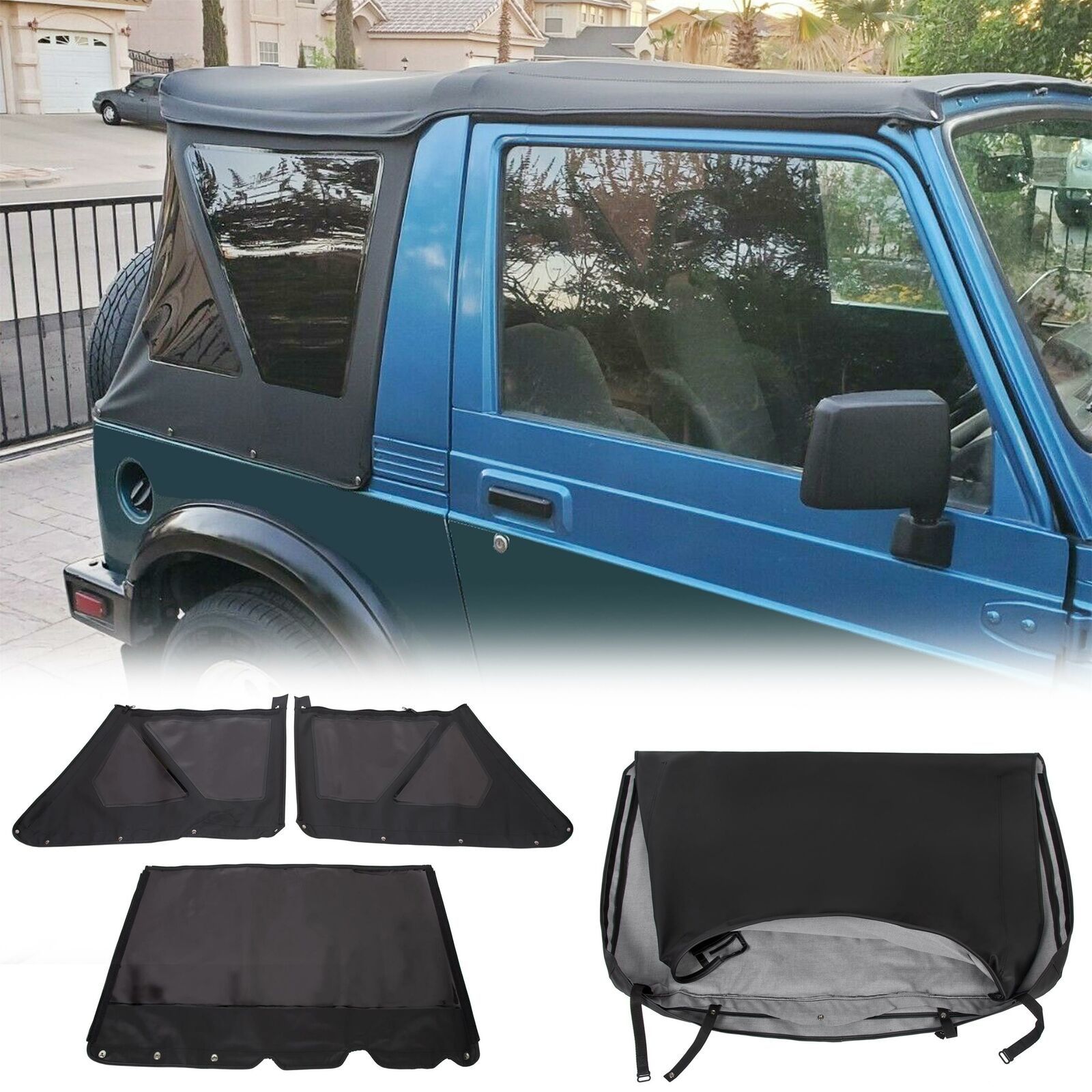 For Suzuki 1986-94 Suzuki Samurai Soft Top W/ Zip Out Tinted