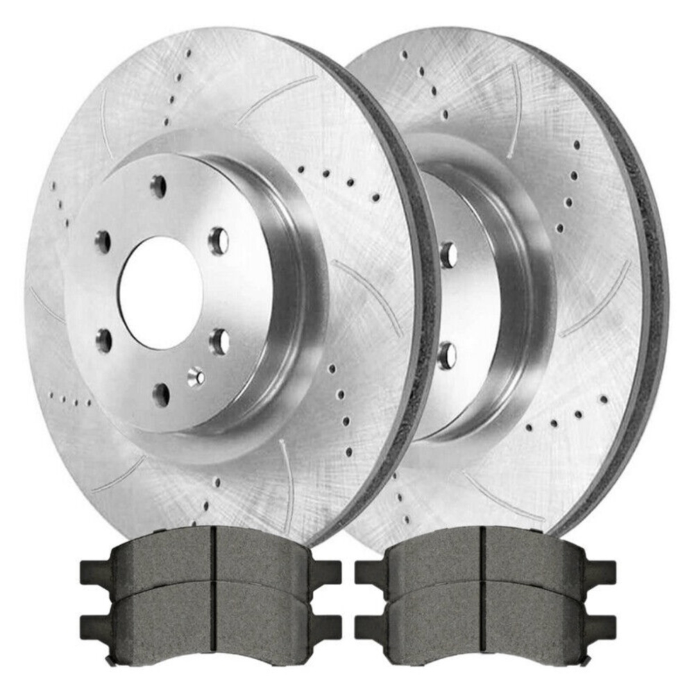 Front Drilled Slotted Brake Rotors & Pads For Buick Chevrolet GMC Saturn 3.6L V6