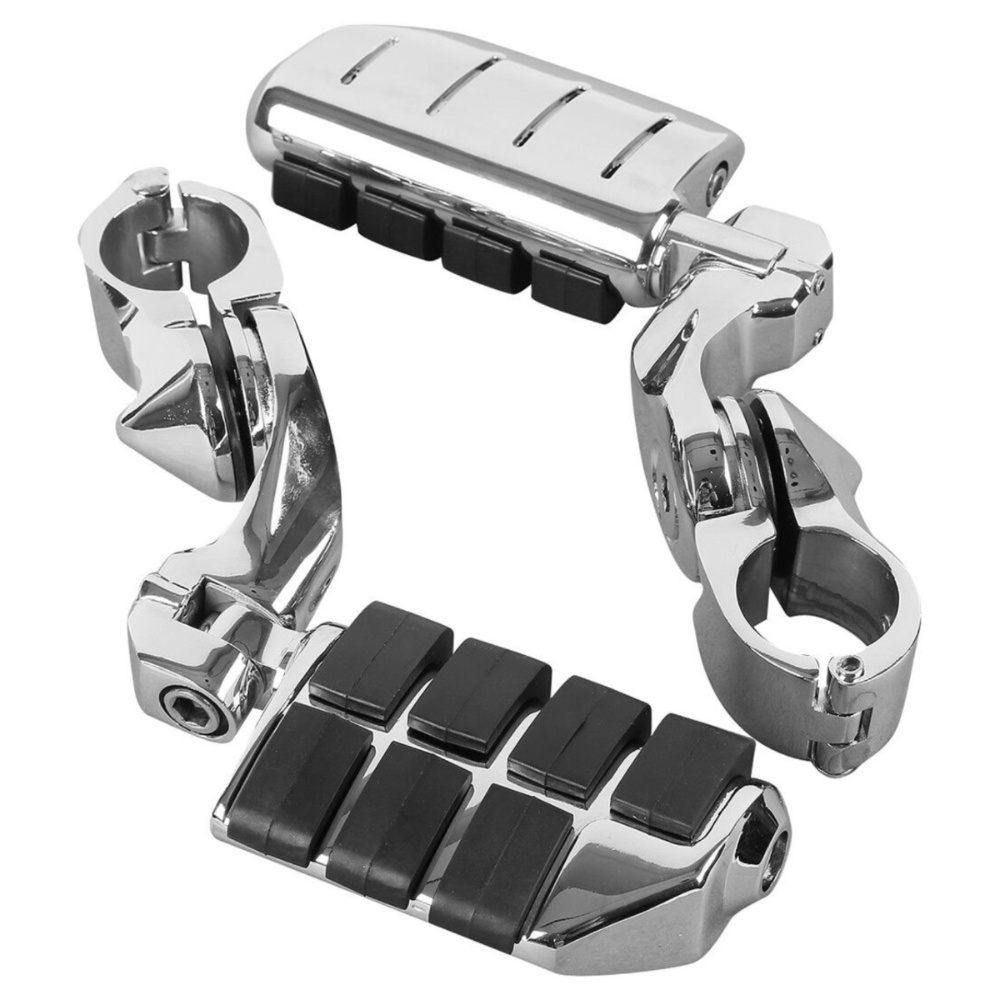 2 Sets Of - 1.25" Chrome Adjustable Highway Short Mount Foot Pegs Fit For Harley