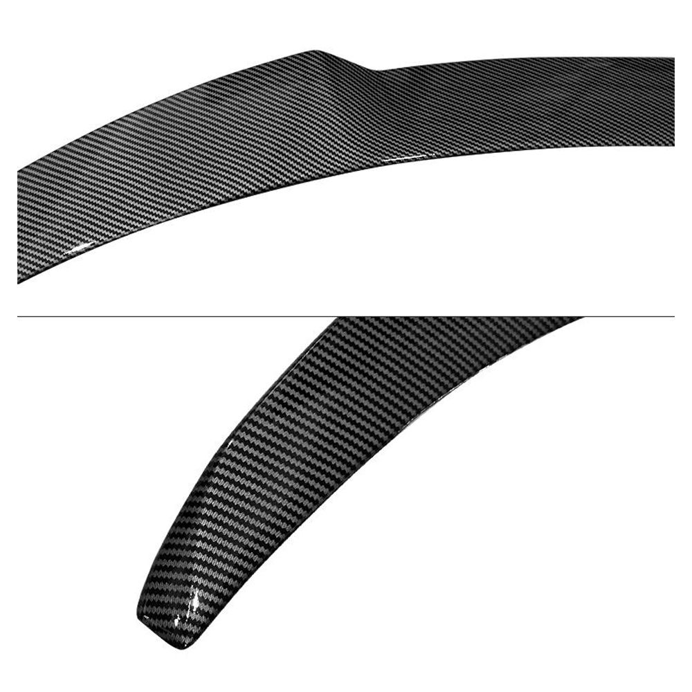 For 19-23 3 Mayor Model 3 4DR Carbon Fiber Print Rear Trunk Spoiler Lip Wing