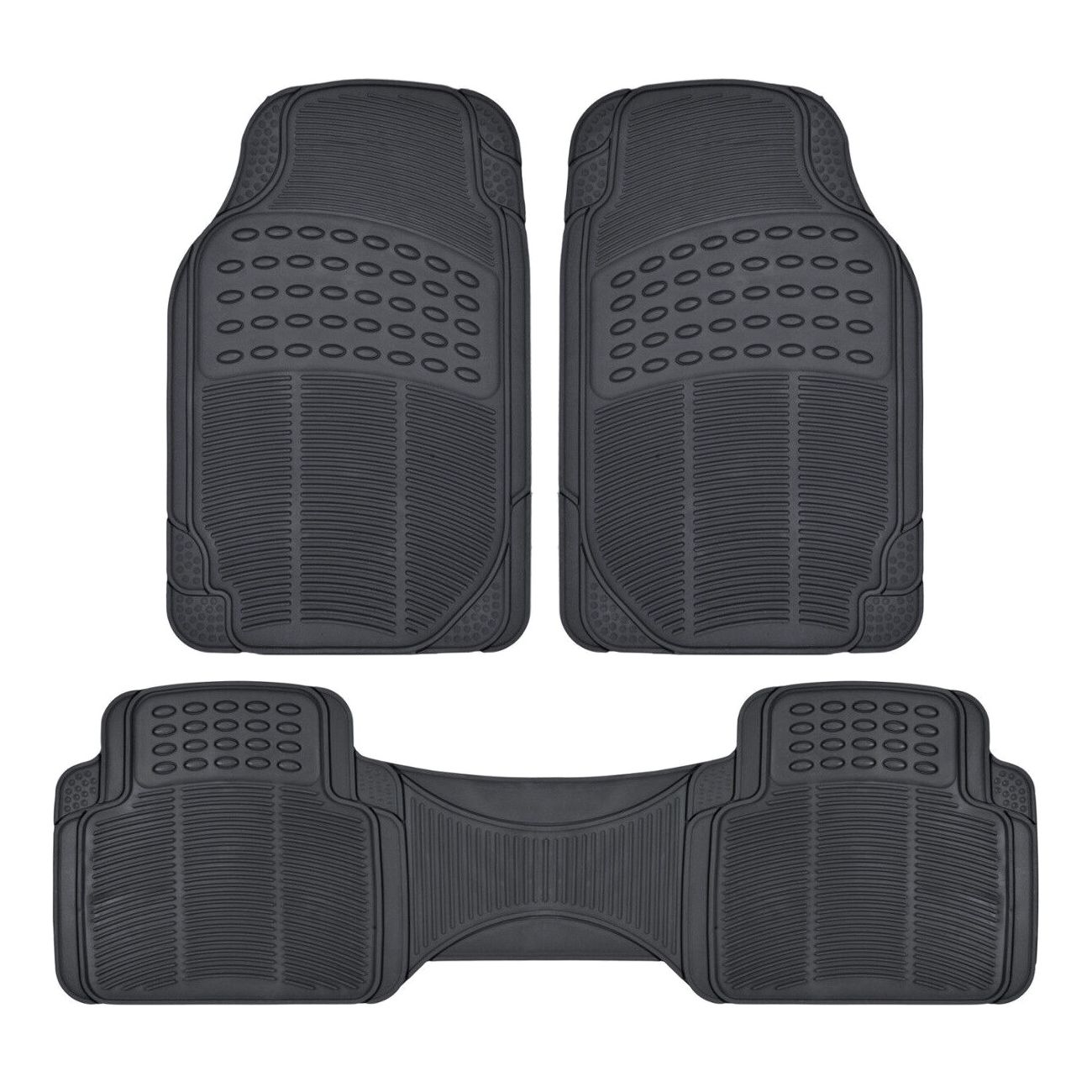 Rubber Liner Floor Mats Black 3-pc Semi For 1997-2016 Honda CR-V All Weather