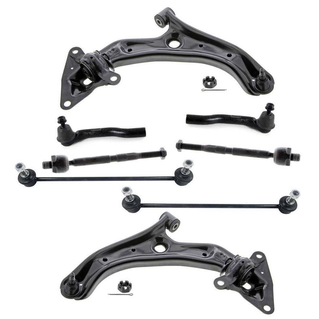 Front Lower Control Arms Tie Rods Sway Bar Links For 09-13 Honda Fit Hatchback