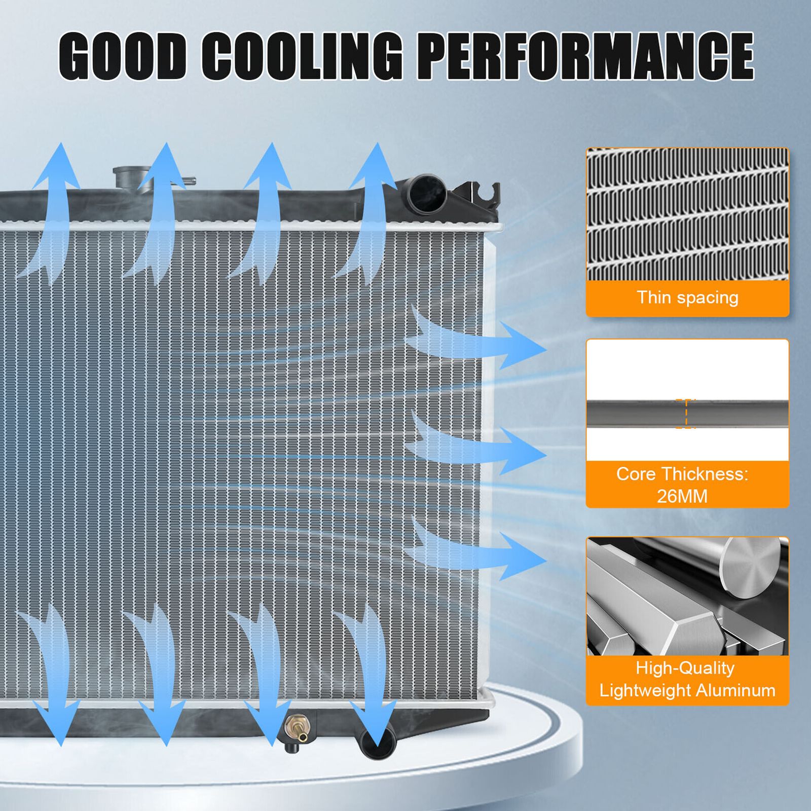Aluminum Radiator For 86-94 D21 SE Extended Cab Pickup A86490-10164123 2.4L L4