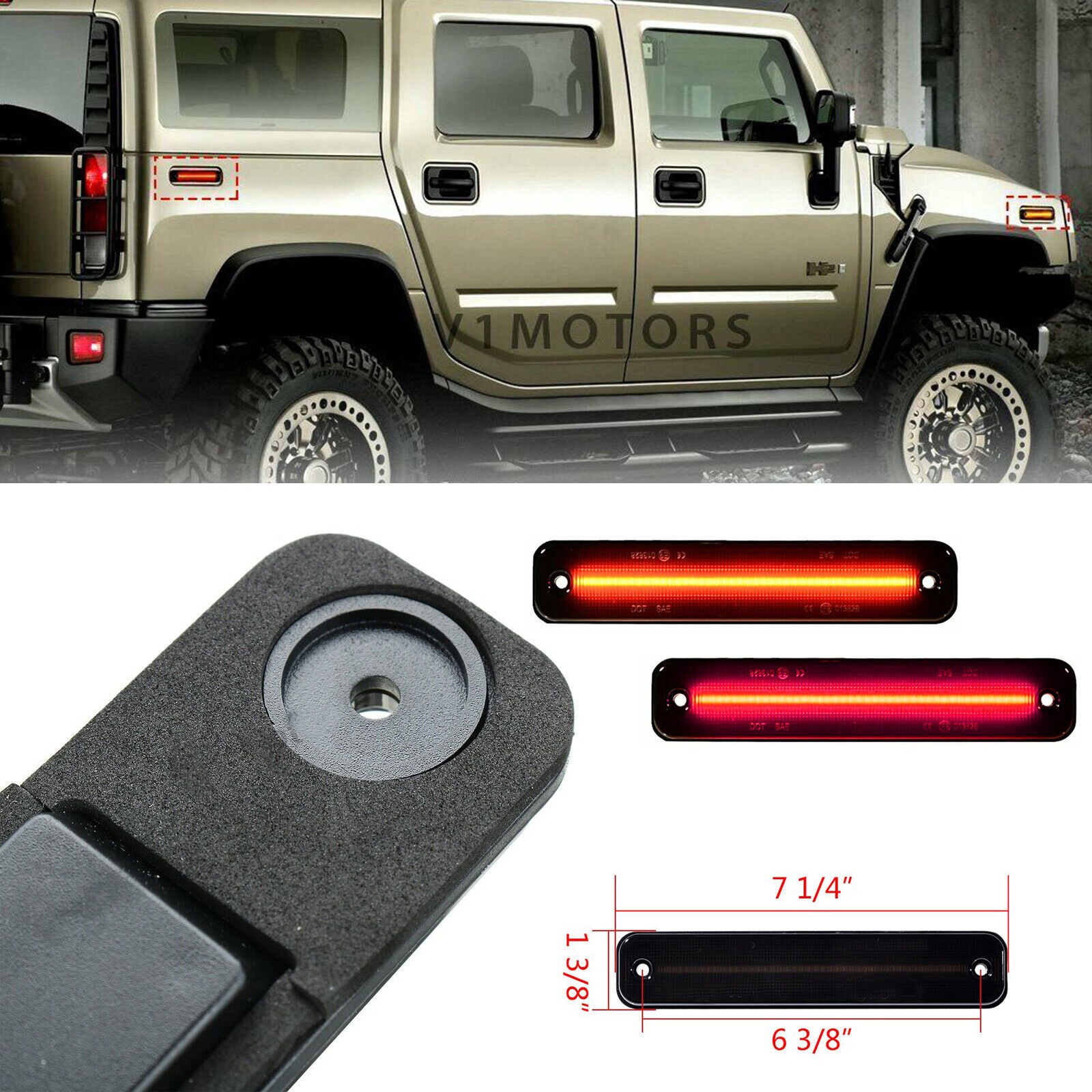 Smoke Lens LED Side Marker Light Amber/Red Front/Rear 4X