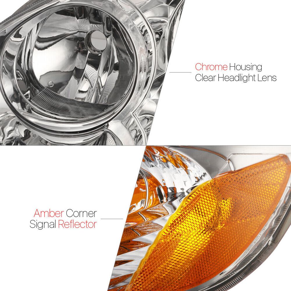 Fits 2003-2008 Toyota Corolla[Chrome/Clear]Amber Corner Headlight Headlamp Lamp