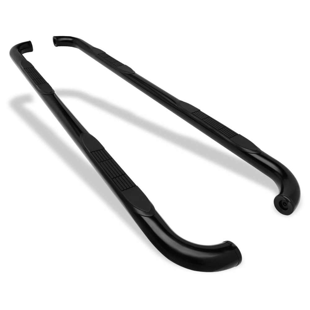3" Black Side Step Rails For Sierra Silverado Crew Cab Nerf Bars