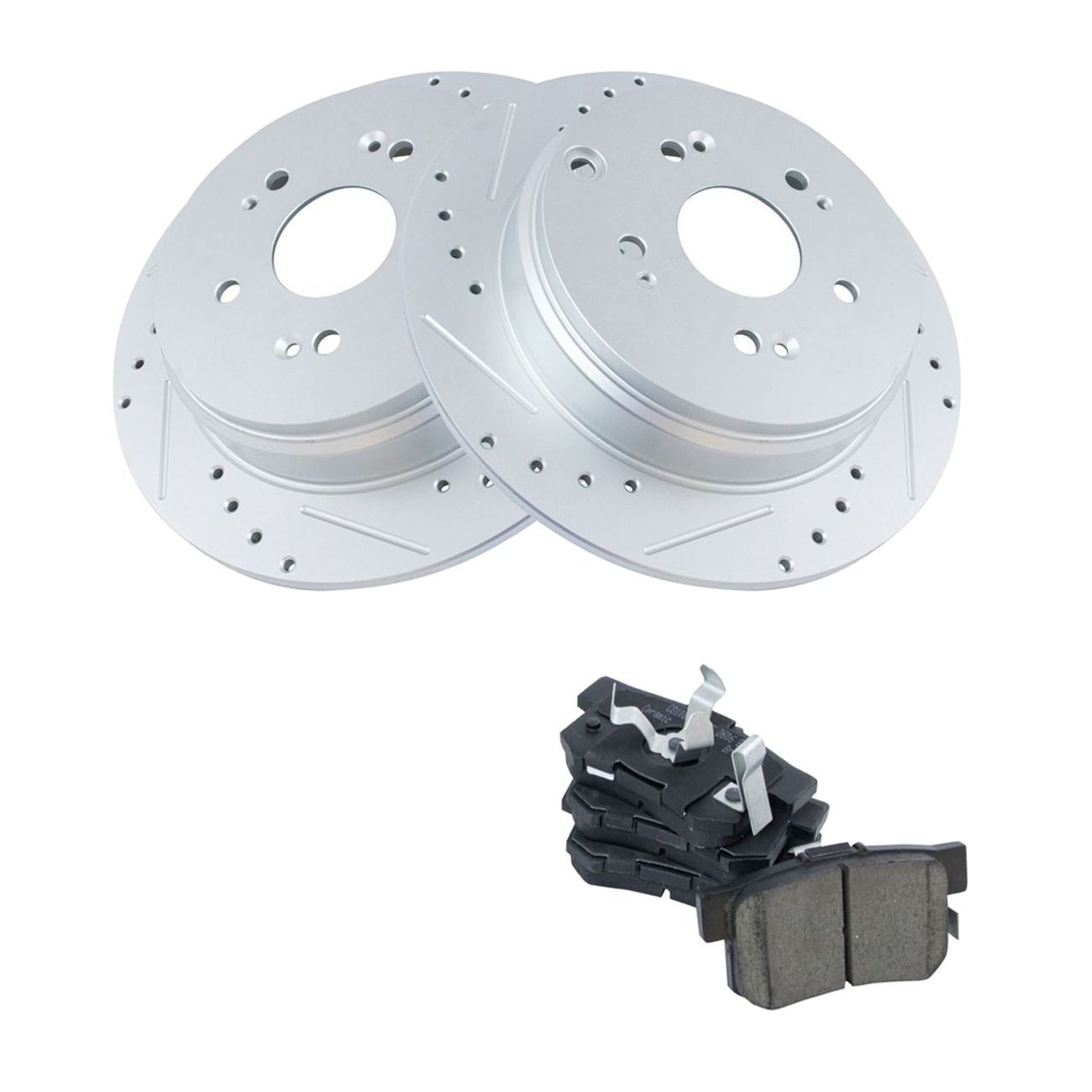 Rear Performance Drilled Slotted Brake Rotor & Posi Ceramic Pad Kit