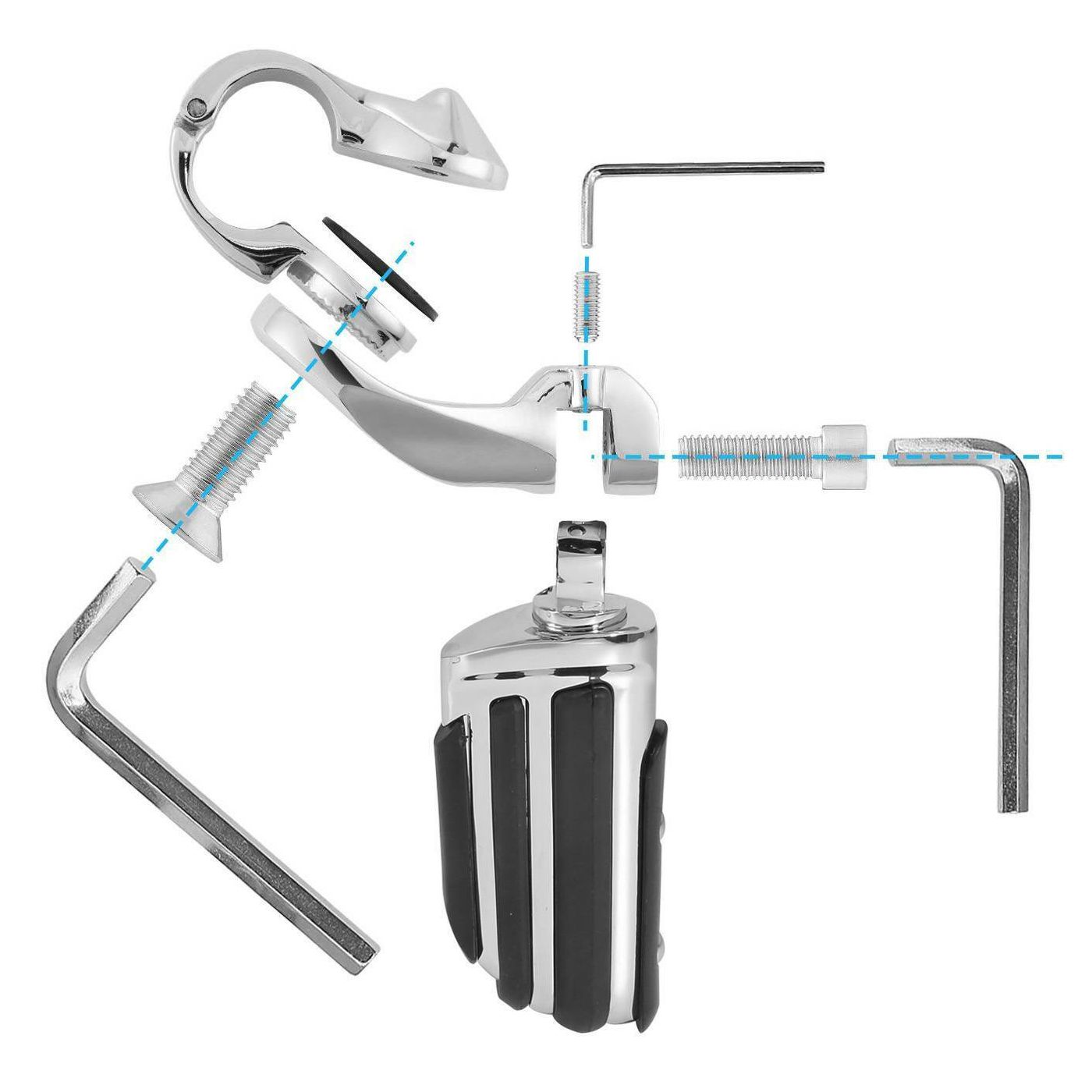 For 95-97 Bad Boy 32Mm 1.25" Chrome Short Angled Adjustable Highway Foot Pegs