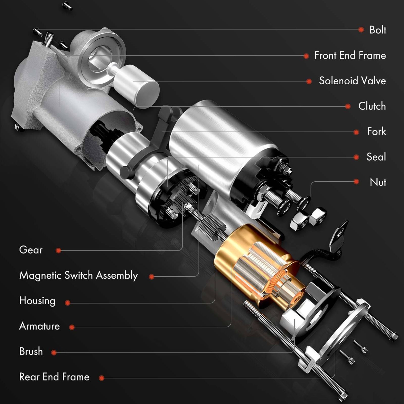 Starter Motor For Subaru 2016-2017 Crosstrek Sport Utility 1.2KW 12V CCW 9T