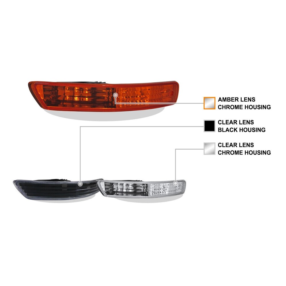 Black Bumper Lights Parking Signal Lamps Left+Right