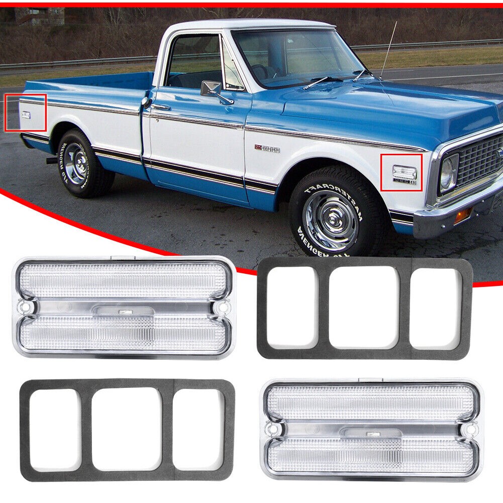 4x Clear Lens Front + Rear Side Marker Light Lamp