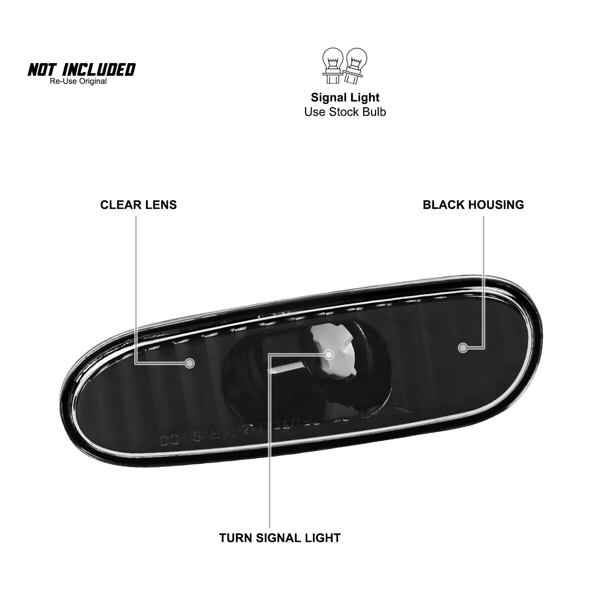 Black Side Marker Lights Signal Lamps