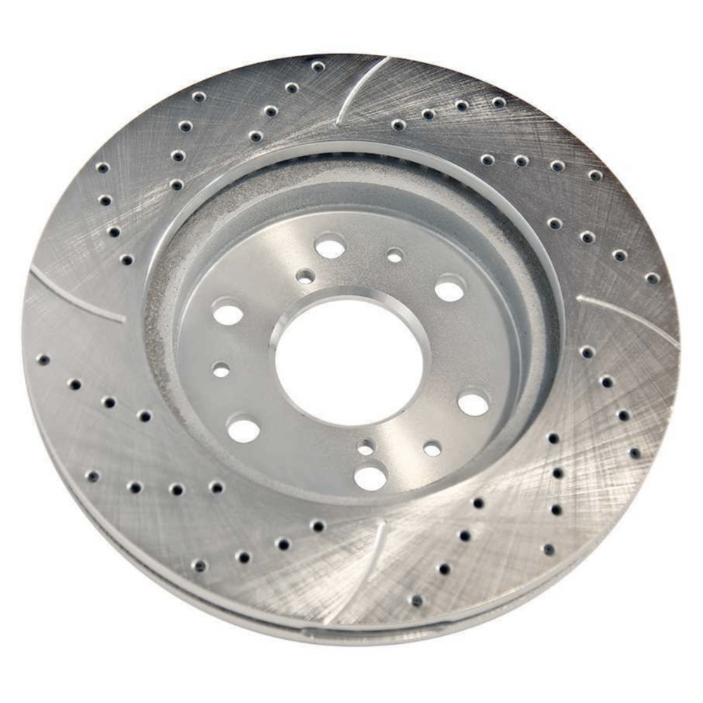 2 Sets Of - Front Drilled Slotted Brake Rotors Silver For Cadillac Chevrolet GMC 5.3L