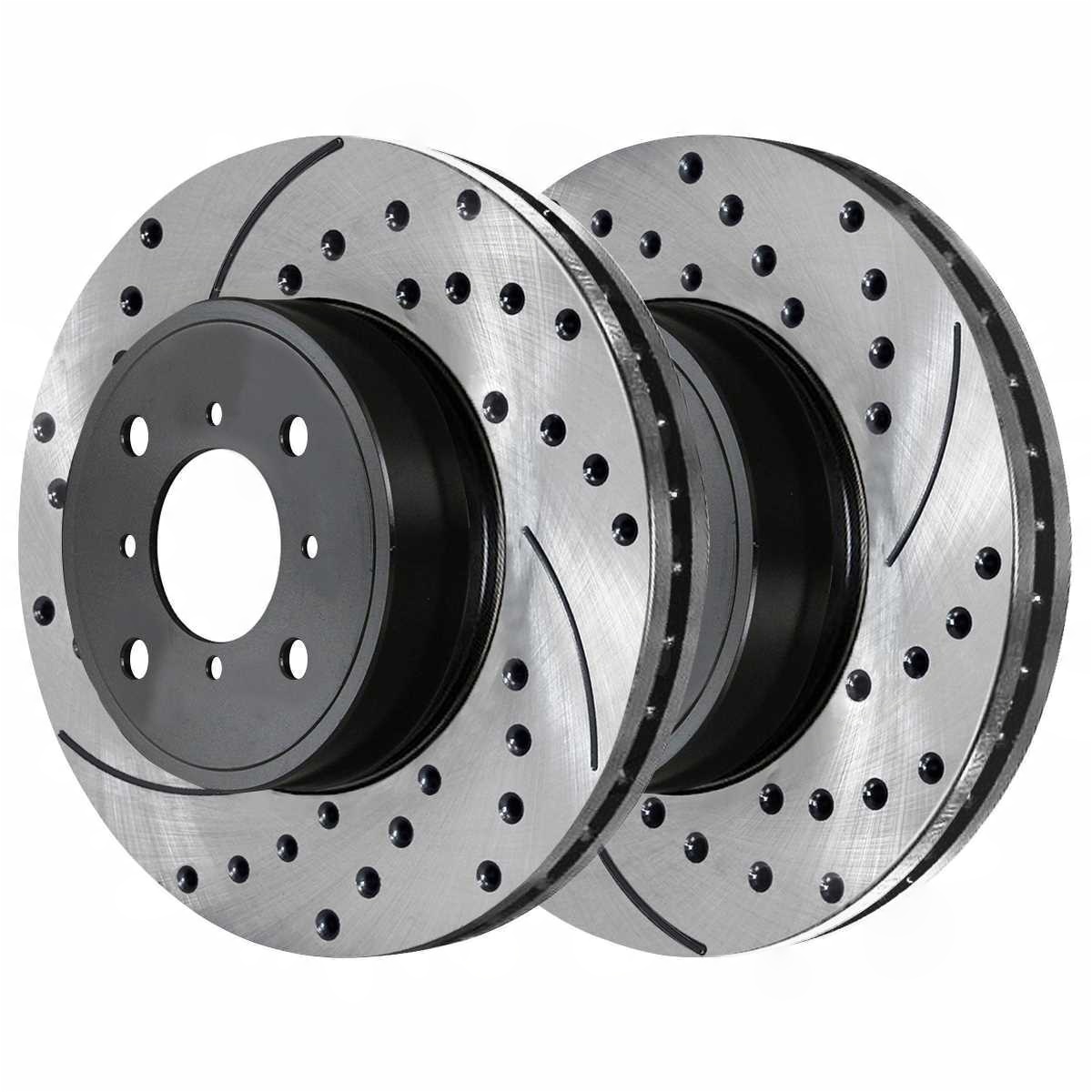 Front Drilled Slotted Brake Rotors Black & Ceramic Pads Kit For 1993-2008 Honda